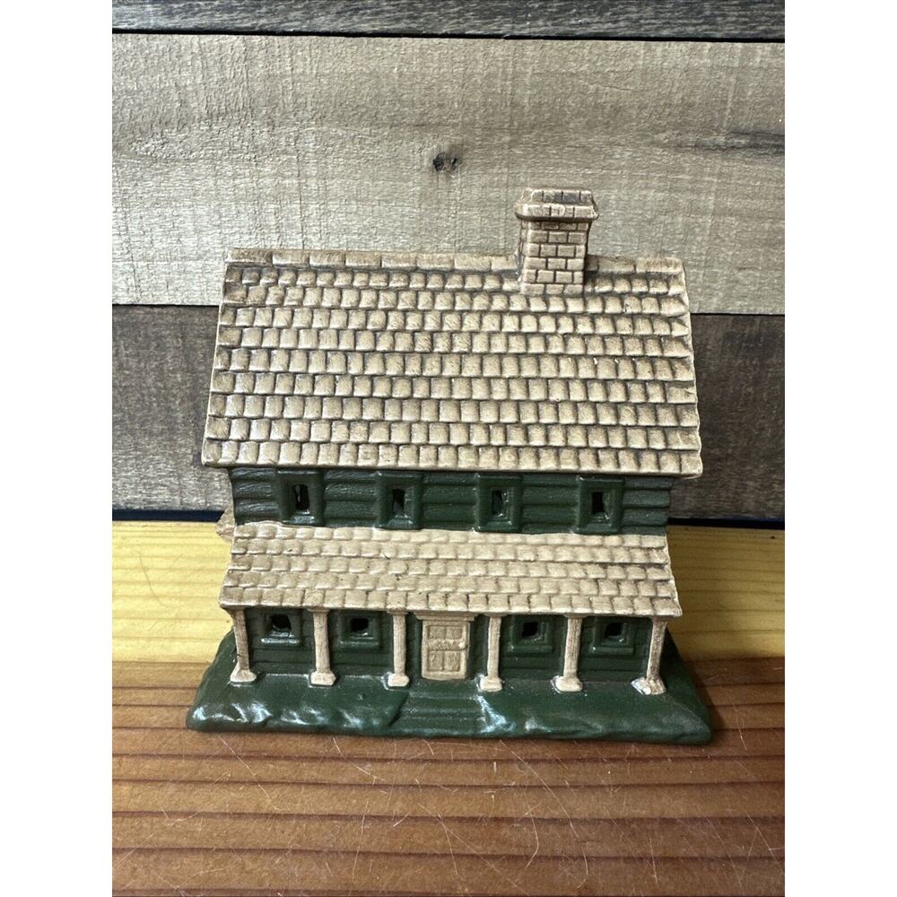 Byron Molds 1980 Ceramic Brown Green House Village Christmas Painted Vintage